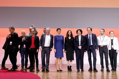 Klaus Ernst, Sahra Wagenknecht und Amira Mohamed Ali-stock-foto