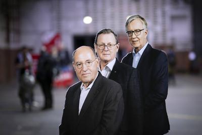 Silberlocke - Linke Parteitag-stock-foto
