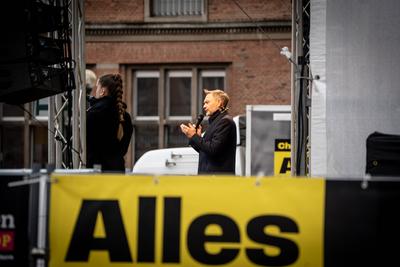 Christian Lindner, FDP-Parteivorsitzender und ehemaliger Bundesfinanzminister, w?hrend der Wahlkampfveranstaltung in Kiel, Schleswig-Holstein-stock-foto