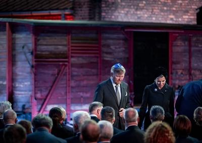 Royal Couple and Princess of Orange at the Auschwitz commemoration, Auschwitz, The Netherlands-stock-foto