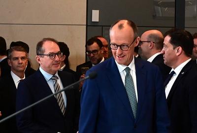 Friedrich Merz (CDU) Dienstagsstatement 28. Januar-stock-foto