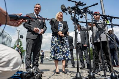 RECORD DATE NOT STATED Bundesinnenministerin Nancy Faeser, Bundesverteidigungsminister Boris Pistorius Bundesregierung,-stock-foto