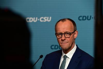 Friedrich Merz (CDU) Dienstagsstatement 28. Januar-stock-foto