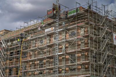 Baustelle, Neues Karree am Alten Markt, Wohn- und Gesch?ftsquartier, Anna-Zielenziger-Stra?e, Potsdam, Brandenburg, Deut-stock-foto