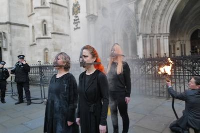 Apocalypse Theatrics theatrical protest in London-stock-photo