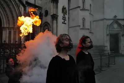 Apocalypse Theatrics theatrical protest in London-stock-photo