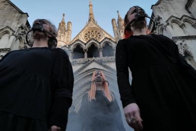 Apocalypse Theatrics theatrical protest in London-stock-photo