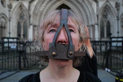 Apocalypse Theatrics theatrical protest in London-stock-photo