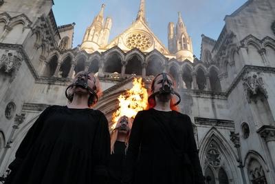Apocalypse Theatrics theatrical protest in London-stock-photo