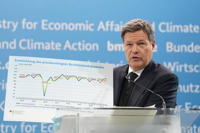 Vorstellung des Jahreswirtschaftsberichts 2025 durch Wirtschsftsminister Habeck-stock-foto