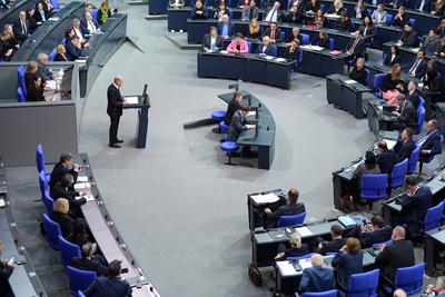 Deutscher Bundestag, 209. Plenarsitzung Regierungserklaerung-stock-foto