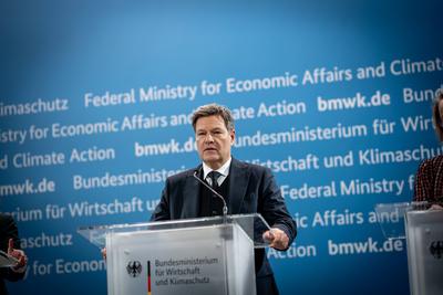 Vorstellung Jahreswirtschaftsbericht 2025 durch Robert Habeck, Bundesminister f?r Wirtschaft und Klimaschutz-stock-foto