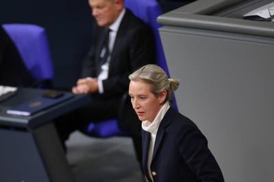 Berlin, Deutschland, 29.01.2025: Deutscher Bundestag: 209. Bundestagssitzung: AfD-Cheffin Alice Weidel *** Berlin, Germa-stock-foto