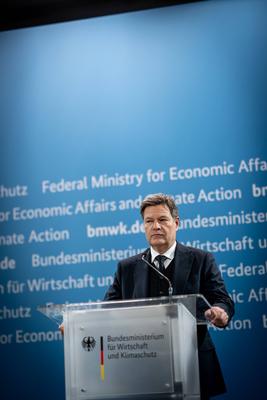 Vorstellung Jahreswirtschaftsbericht 2025 durch Robert Habeck, Bundesminister f?r Wirtschaft und Klimaschutz-stock-foto