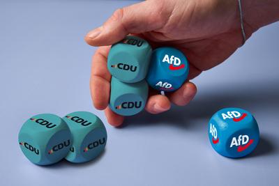 Germany - January 29, 2025: PHOTOMONTAGE, symbolic image of the political debate about a possible cooperation between CD-stock-foto