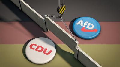 Die Brandmauer der CDU gegen?ber der AfD f?llt-stock-foto