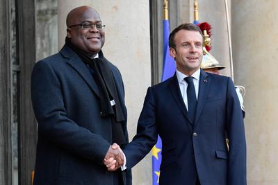President Emmanuel Macron received the President of the Democratic Republic of Congo, Mr. Felix Tshisekedi in Paris on N-stock-foto