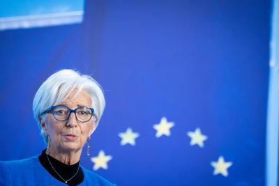 Pressekonferenz der EZB Europaeische Zentralbank-stock-foto