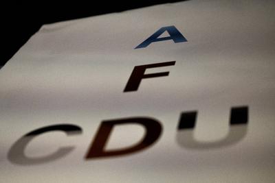30.01.2025, Demonstration gegen Brandmauer-Bruch, N?rnberg: Unter dem Motto Wir sind die Brandmauer gingen am Abend ca.-stock-foto