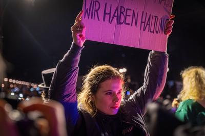 "Lichtermeer gegen den Rechtsruck" am Brandenburger Tor-stock-photo