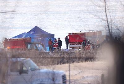 Passenger jet crash with a military Black Hawk helicopter in Arlington, VA, USA-stock-foto