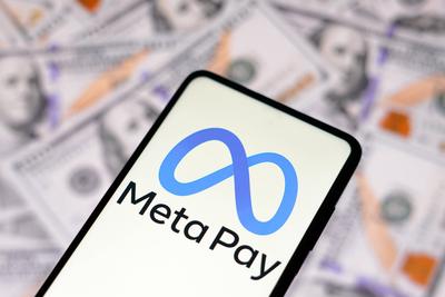 March 16, 2023, Brazil. In this photo illustration the Meta Pay logo seen displayed on a smartphone. March 16, 2023, Bra-stock-foto