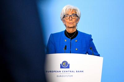 Pressekonferenz der Europaeischen Zentralbank.-stock-foto