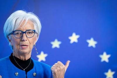 Pressekonferenz der EZB Europaeische Zentralbank-stock-foto