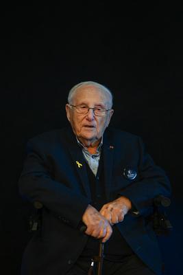 Zeitzeuge Albrecht Weinberg erz?hlt vom Holocaust.-stock-foto
