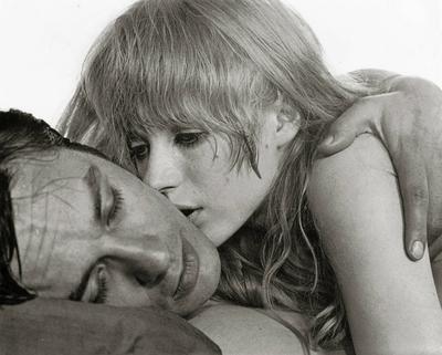 Alain Delon and Marianne Faithfull, The Girl on a Motorcycle 1968 Hollywood CA USA PUBLICATIONxINxGERxSUIxAUTxONLY Copyr-stock-foto