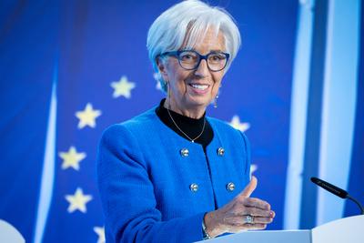 Pressekonferenz der EZB Europaeische Zentralbank-stock-foto