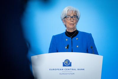 Pressekonferenz der EZB Europaeische Zentralbank-stock-foto