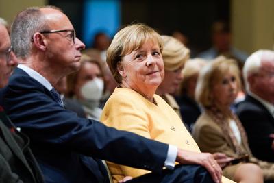 Eroeffnungsveranstaltung der Bundeskanzler Helmut Kohl Stiftung Aktuell, 27.09.2022, Berlin, Dr. Angela Merkel, Bundeska-stock-foto