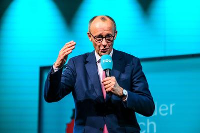GER, Thueringen, CDU Deutschland, Wahlkampftour mit Friedrich Merz MdB, Kanzlerkandidat der Union in Erfurt , Politik, Freitag, 31.01.2025, 19.30 Uhr-stock-photo