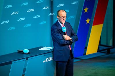 GER, Thueringen, CDU Deutschland, Wahlkampftour mit Friedrich Merz MdB, Kanzlerkandidat der Union in Erfurt , Politik, Freitag, 31.01.2025, 19.30 Uhr-stock-foto