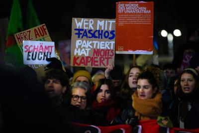 GER, Thueringen, CDU Deutschland, Wahlkampftour mit Friedrich Merz MdB, Kanzlerkandidat der Union in Erfurt , Politik, Freitag, 31.01.2025, 19.30 Uhr-stock-foto