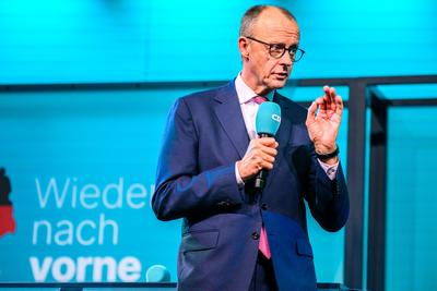 GER, Thueringen, CDU Deutschland, Wahlkampftour mit Friedrich Merz MdB, Kanzlerkandidat der Union in Erfurt , Politik, Freitag, 31.01.2025, 19.30 Uhr-stock-foto