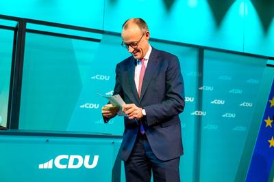 GER, Thueringen, CDU Deutschland, Wahlkampftour mit Friedrich Merz MdB, Kanzlerkandidat der Union in Erfurt , Politik, Freitag, 31.01.2025, 19.30 Uhr-stock-foto