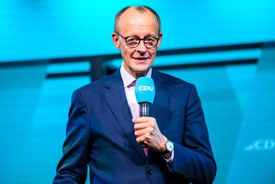 GER, Thueringen, CDU Deutschland, Wahlkampftour mit Friedrich Merz MdB, Kanzlerkandidat der Union in Erfurt , Politik, Freitag, 31.01.2025, 19.30 Uhr-stock-foto