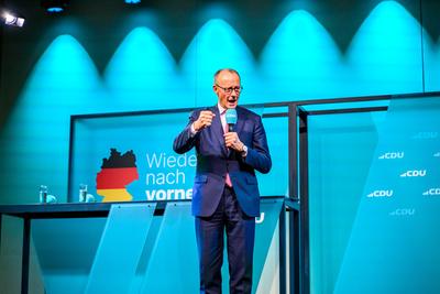GER, Thueringen, CDU Deutschland, Wahlkampftour mit Friedrich Merz MdB, Kanzlerkandidat der Union in Erfurt , Politik, Freitag, 31.01.2025, 19.30 Uhr-stock-foto