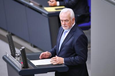 Berlin, Deutschland, 31.01.2025: Deutscher Bundestag: 211. Bundestagssitzung: Wolfgang Kubicki, FDP, in der Debatte ?ber-stock-photo