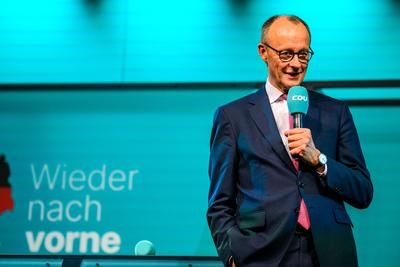 GER, Thueringen, CDU Deutschland, Wahlkampftour mit Friedrich Merz MdB, Kanzlerkandidat der Union in Erfurt , Politik, Freitag, 31.01.2025, 19.30 Uhr-stock-foto