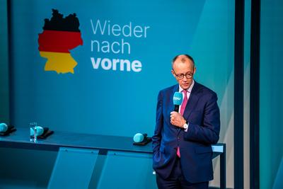 GER, Thueringen, CDU Deutschland, Wahlkampftour mit Friedrich Merz MdB, Kanzlerkandidat der Union in Erfurt , Politik, Freitag, 31.01.2025, 19.30 Uhr-stock-foto