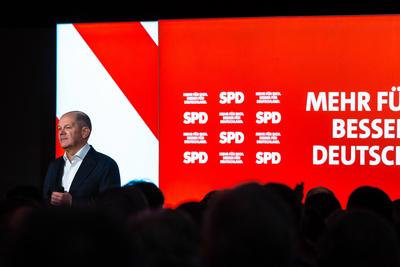 News Bilder des Tages Regensburg, Bavaria, Germany - January 31, 2025: Federal Chancellor Olaf Scholz from the SPD party-stock-foto