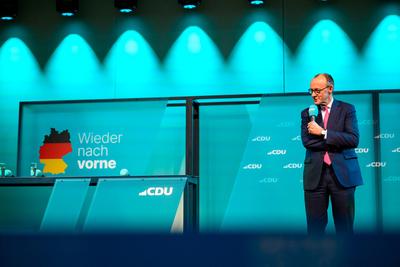 GER, Thueringen, CDU Deutschland, Wahlkampftour mit Friedrich Merz MdB, Kanzlerkandidat der Union in Erfurt , Politik, Freitag, 31.01.2025, 19.30 Uhr-stock-foto