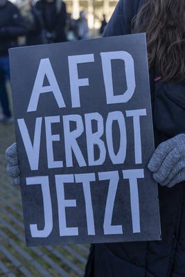 Demonstration gegen Friedrich Merz gegen die CDU und AFD in Dortmund.-stock-foto