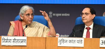 Press Conference Of Union Finance Minister Nirmala Sitharaman  On Union Budget 2025-stock-photo