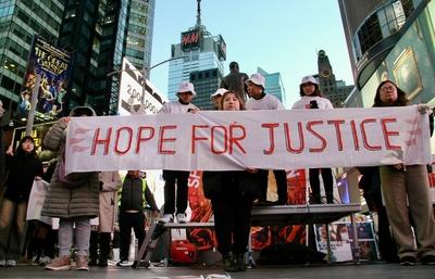 ?hope for justice? protest by burmese for myanmar.-stock-foto