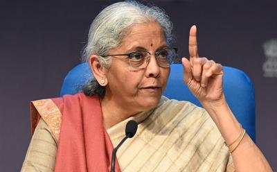 Press Conference Of Union Finance Minister Nirmala Sitharaman  On Union Budget 2025-stock-photo