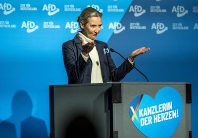 Zeit f?r Alice Weidel - in Neu-Isenburg - Wahlkampftour Bundestagswahl 2025-stock-foto